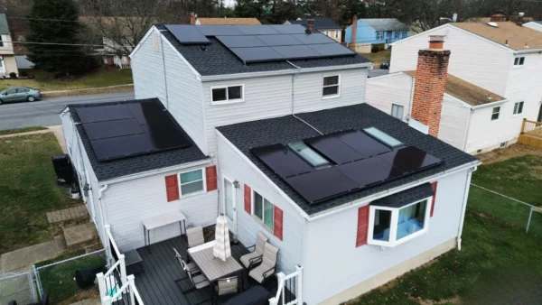 Solar panel installation on a single-family home in Ocean County, New Jersey