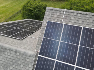 Solar panels installed on the roof of a home, showcasing a residential solar home setup.
