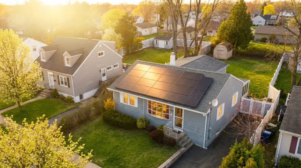 Solar panel installation on a colonial home in Chester County, Pennsylvania