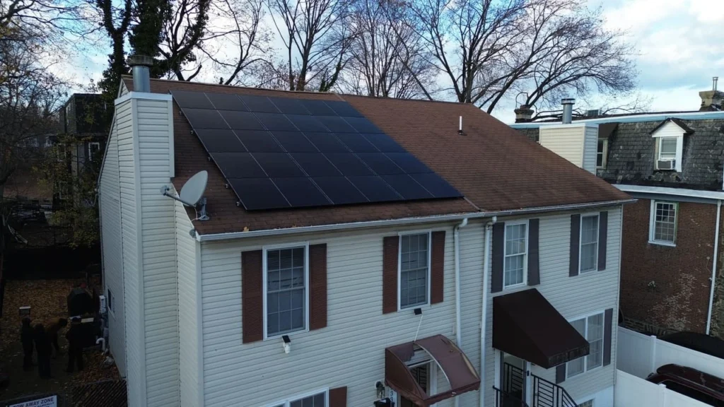 House with solar panels on roof
