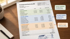 Detailed commercial electricity bill summary